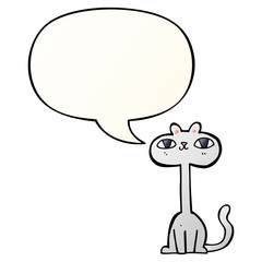 cartoon cat and speech bubble in smooth gradient style