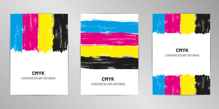 CMYK brush cover design background set A4 format.