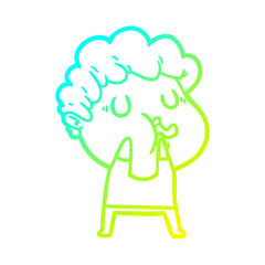 cold gradient line drawing cartoon man pulling face