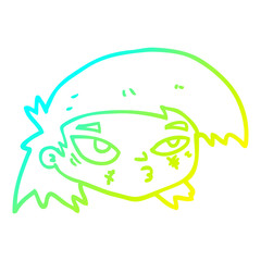 cold gradient line drawing cartoon scratched up face