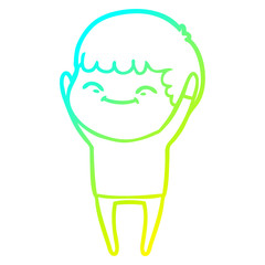 cold gradient line drawing cartoon smiling boy