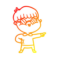 warm gradient line drawing cartoon boy wearing spectacles