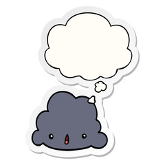 cartoon cloud and thought bubble as a printed sticker
