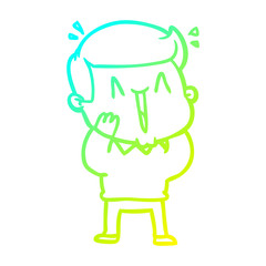cold gradient line drawing cartoon excited man