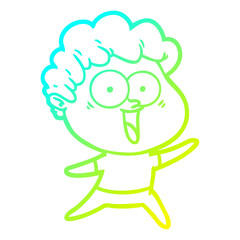 cold gradient line drawing excited man cartoon