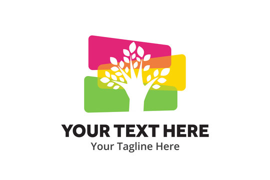 unique tree simple logo creative design in flat style with color . tree nature logo creative design for identity and community