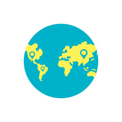 world planet earth with pins location