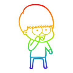 rainbow gradient line drawing happy cartoon boy