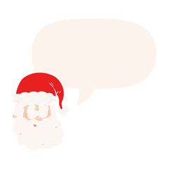 cartoon santa claus and speech bubble in retro style