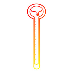 warm gradient line drawing cartoon thermometer