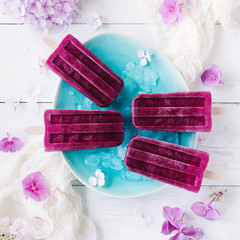 Brombeer-Ombre Eis mit Joghurt - sommerlich erfrischendes Eis am Stiel