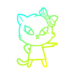 Fototapeta premium cold gradient line drawing cartoon cat