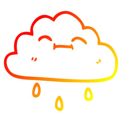 warm gradient line drawing cartoon happy rain cloud