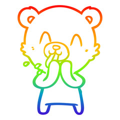 rainbow gradient line drawing rude cartoon bear