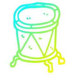 cold gradient line drawing cartoon drum on stand