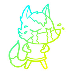 cold gradient line drawing cartoon crying wolf