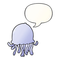 cartoon jellyfish and speech bubble in smooth gradient style