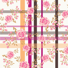 Floral bouquet vector pattern with small flowers and leaves