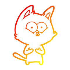 warm gradient line drawing cartoon cat