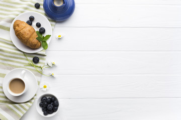 Flat lay breakfast composition with copyspace