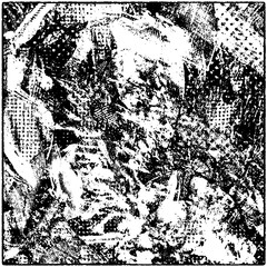 Grunge is black and white. Worn dark monochrome background. The texture of the old destroyed surface. Vector pattern of cracks and chips.