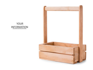 Wooden box on white isolated background.