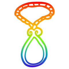 rainbow gradient line drawing cartoon red pendant