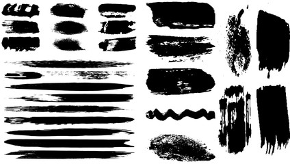 Grunge vector brush. Abstract black spots on a white background. Templates for the destruction of text and print. Isolated lines.