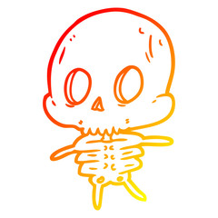 warm gradient line drawing cute cartoon skeleton