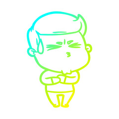 cold gradient line drawing cartoon frustrated man