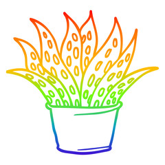 rainbow gradient line drawing cartoon house plant