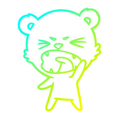 cold gradient line drawing angry cartoon bear