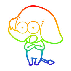 rainbow gradient line drawing cute cartoon elephant