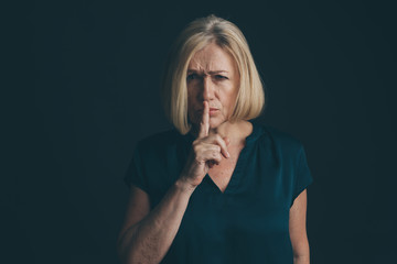 Woman showing to keep silence isolated