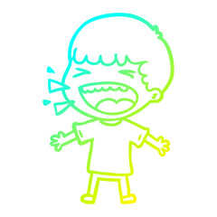 cold gradient line drawing cartoon laughing man