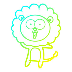 cold gradient line drawing happy cartoon lion