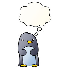 cartoon penguin and thought bubble in smooth gradient style