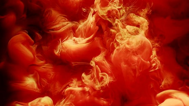 Underwater ink explosion. Dye mixing and blending. Fire and smoke eruption.