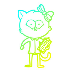 cold gradient line drawing cartoon cat