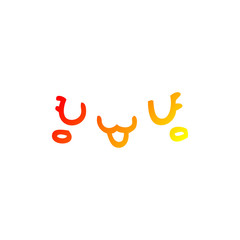 warm gradient line drawing cute happy cartoon face