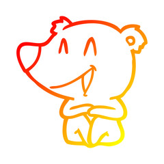 warm gradient line drawing laughing bear cartoon
