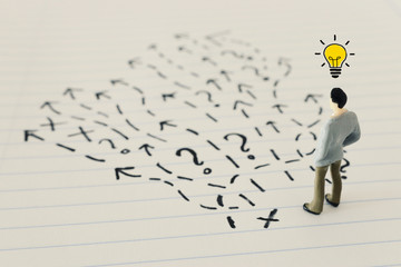 business concept image of challenge. A man thinking about the best way to solve a problem