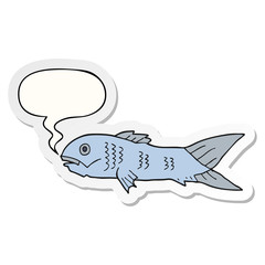 cartoon fish and speech bubble sticker