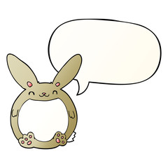 cartoon rabbit and speech bubble in smooth gradient style