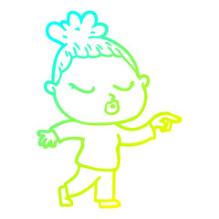cold gradient line drawing cartoon calm woman
