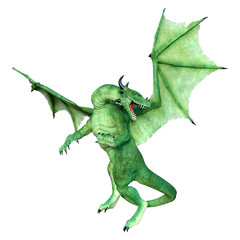 3D Rendering Fairy Tale Dragon on White