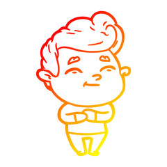 warm gradient line drawing happy cartoon man