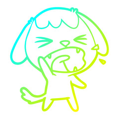 cold gradient line drawing cute cartoon dog barking