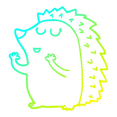 cold gradient line drawing cartoon hedgehog