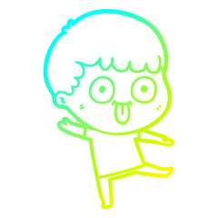 cold gradient line drawing cartoon dumb kid